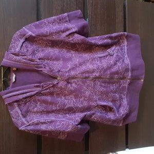 Eddie Bauer purple short sleeve full zip light cotton hoodie